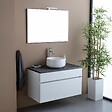 KIAMAMI VALENTINA - Meuble Sous-Lavabo 90Cm Blanc Avec Plateau Anthracite | Sole - vignette