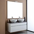 KIAMAMI VALENTINA - Meuble De Salle De Bains Sous-Vasque Suspendu 120Cm Blanc, Plateau Gris Et Miroir 120X110 | Sole - vignette