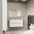 KIAMAMI VALENTINA - Meuble De Salle De Bain Tiroirs Blanc Mat Et Bois Gris 100Cm | Magnolia - vignette