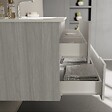 KIAMAMI VALENTINA - Meuble De Salle De Bain Tiroirs Blanc Mat Et Bois Gris 100Cm | Magnolia - vignette