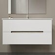 KIAMAMI VALENTINA - Meuble De Salle De Bain Tiroirs Blanc Mat Et Bois Gris 100Cm | Magnolia - vignette