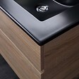 KIAMAMI VALENTINA - Meuble De Salle De Bain 120Cm En Chêne Well Avec Double Lavabo En Noir Mat | Sole - vignette