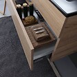 KIAMAMI VALENTINA - Meuble De Salle De Bain 120Cm En Chêne Well Avec Double Lavabo En Noir Mat | Sole - vignette