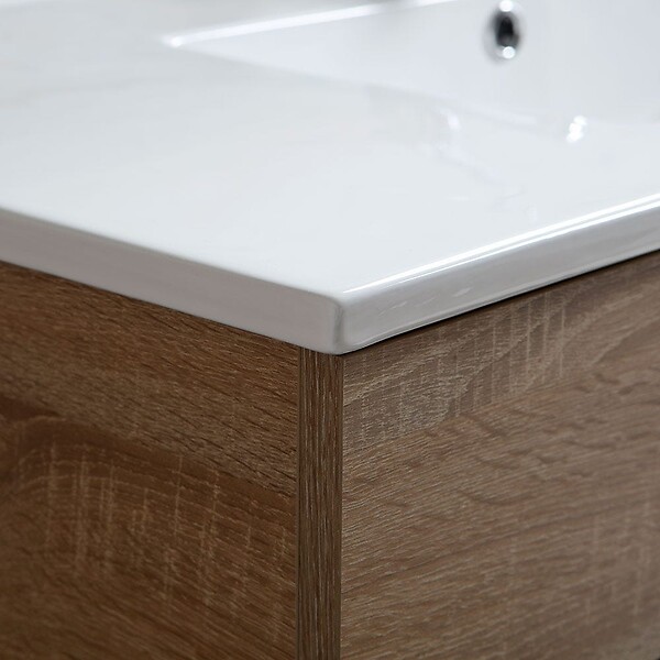 KIAMAMI VALENTINA - Meuble De Salle De Bain Suspendu 100 Cm En Bois De Chêne | Sole - large