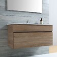 KIAMAMI VALENTINA - Meuble De Salle De Bain Suspendu 100 Cm En Bois De Chêne | Sole - vignette
