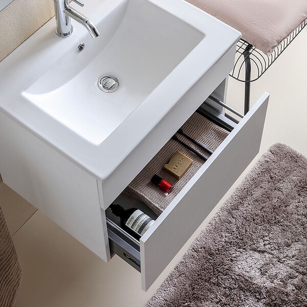 KIAMAMI VALENTINA - Meuble De Salle De Bain Suspendu 60 Cm Blanc Bois | Sole - large