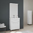KIAMAMI VALENTINA - Meuble De Salle De Bain Sur Pieds 65Cm 2 Portes Blanc Brillant, Miroir Avec Led | Easy - vignette