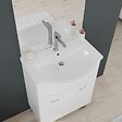 KIAMAMI VALENTINA - Meuble De Salle De Bain Sur Pieds 65Cm 2 Portes Blanc Brillant, Miroir Avec Led | Easy - vignette
