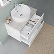 KIAMAMI VALENTINA - Meuble Sous-Vasque Suspendu 80 Cm Chêne Blanc Et Miroir 80X60 Led | Elba - vignette