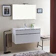 KIAMAMI VALENTINA - Meuble De Salle De Bain Suspendu 100 Cm Avec Tiroir Blanc Effect Bois | Sole - vignette