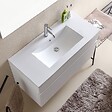 KIAMAMI VALENTINA - Meuble De Salle De Bain Suspendu 100 Cm Avec Tiroir Blanc Effect Bois | Sole - vignette