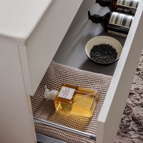 KIAMAMI VALENTINA - Meuble De Salle De Bain Suspendu 100 Cm Avec Tiroir Blanc Effect Bois | Sole - large