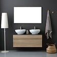KIAMAMI VALENTINA - Meuble De Salle De Bains Avec Plateau En Bois Anthracite Et Miroir 120X60 | Sole - vignette