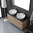 KIAMAMI VALENTINA - Meuble De Salle De Bains Avec Plateau En Bois Anthracite Et Miroir 120X60 | Sole - vignette