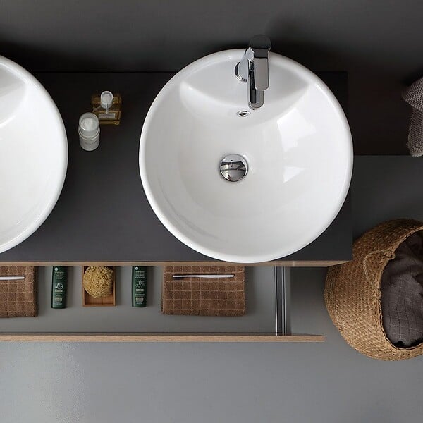 KIAMAMI VALENTINA - Meuble De Salle De Bains Avec Plateau En Bois Anthracite Et Miroir 120X60 | Sole - large