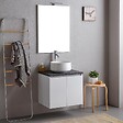 KIAMAMI VALENTINA - Meuble Salle De Bain 60Cm Blanc Avec Plateau Anthracite Et Miroir 60X80 | Bilbao - vignette