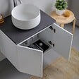 KIAMAMI VALENTINA - Meuble Salle De Bain 60Cm Blanc Avec Plateau Anthracite Et Miroir 60X80 | Bilbao - vignette