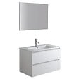 KIAMAMI VALENTINA - Meuble Salle De Bain Suspendu 80Cm Blanc Avec Lavabo Et Miroir | Bilbao - vignette