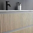 KIAMAMI VALENTINA - Meuble Salle De Bain Suspendu 80Cm Blanc Avec 2 Tiroirs Chêne Cannelé | Bilbao - vignette
