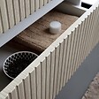 KIAMAMI VALENTINA - Meuble Salle De Bain Suspendu 80Cm Blanc Avec 2 Tiroirs Chêne Cannelé | Bilbao - vignette