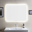 KIAMAMI VALENTINA - Meubles De Salle De Bains Suspendus Cm90 Blanc Effet Bois Et Miroir Rétro-Éclairé | Sole - vignette