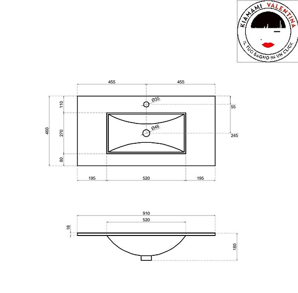 KIAMAMI VALENTINA - Meubles De Salle De Bains Suspendus Cm90 Blanc Effet Bois Et Miroir Rétro-Éclairé | Sole - large