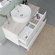 KIAMAMI VALENTINA - Armoire De Toilette Murale 100Cm Chêne Et Beton, Vasque À Poser, Miroir À Led | Elba - vignette