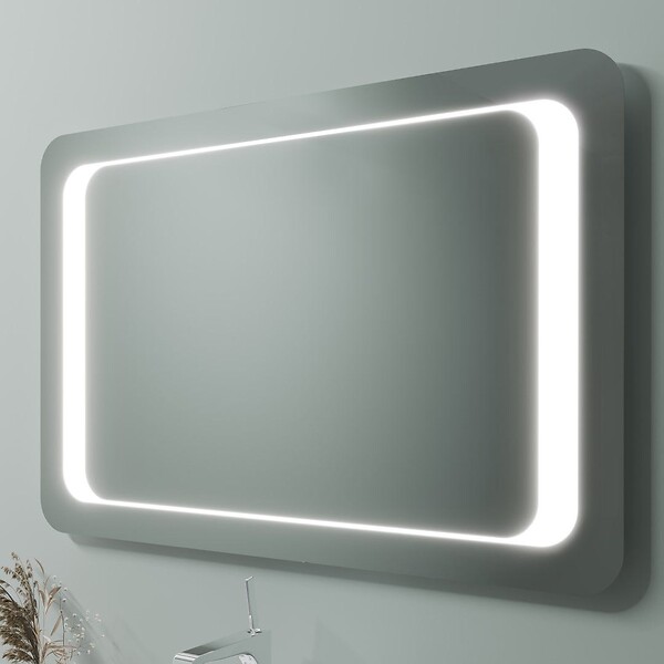 KIAMAMI VALENTINA - Armoire De Toilette Murale 100Cm Chêne Et Beton, Vasque À Poser, Miroir À Led | Elba - large