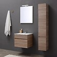 KIAMAMI VALENTINA - Meuble De Salle De Bains De 60 Cm Avec Tiroir, Miroir Et Lavabo En Chêne | Sole - vignette