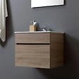 KIAMAMI VALENTINA - Meuble De Salle De Bains De 60 Cm Avec Tiroir, Miroir Et Lavabo En Chêne | Sole - vignette