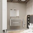 KIAMAMI VALENTINA - Meuble De Salle De Bain Bicolore 80Cm Chêne Blanc, 2 Tiroirs Gris | Magnolia - vignette