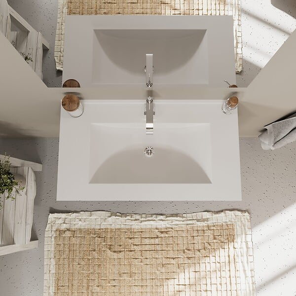 KIAMAMI VALENTINA - Meuble De Salle De Bain Bicolore 80Cm Chêne Blanc, 2 Tiroirs Gris | Magnolia - large