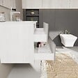 KIAMAMI VALENTINA - Meuble De Salle De Bain Bicolore 80Cm Chêne Blanc, 2 Tiroirs Gris | Magnolia - vignette
