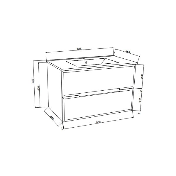 KIAMAMI VALENTINA - Meuble De Salle De Bain Bicolore 80Cm Chêne Blanc, 2 Tiroirs Gris | Magnolia - large