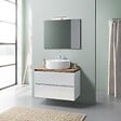KIAMAMI VALENTINA - Armoire De Toilette Suspendue 80Cm Blanc Brillant, Lavabo, Miroir 80X60 | Elba - vignette
