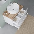 KIAMAMI VALENTINA - Armoire De Toilette Suspendue 80Cm Blanc Brillant, Lavabo, Miroir 80X60 | Elba - vignette