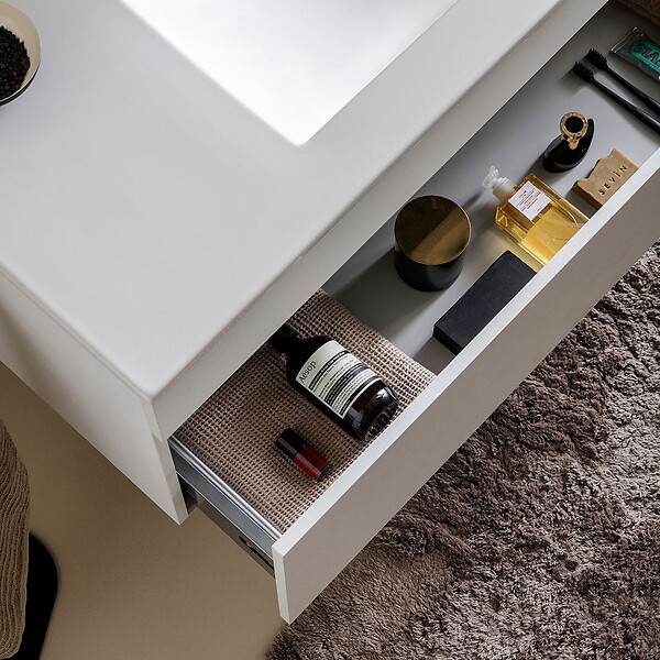 KIAMAMI VALENTINA - Meuble De Salle De Bains Moderne Blanc Avec Lavabo De 120 Cm Et Miroir | Sole - large