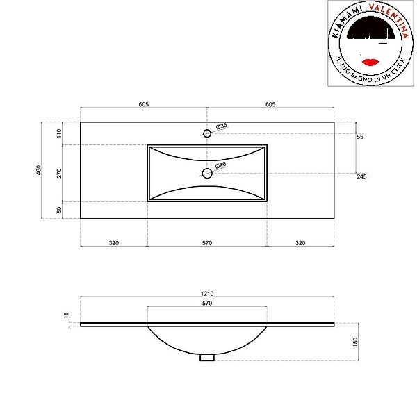 KIAMAMI VALENTINA - Meuble De Salle De Bains Moderne Blanc Avec Lavabo De 120 Cm Et Miroir | Sole - large