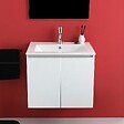 KIAMAMI VALENTINA - Meuble De Salle De Bains Suspendu 60Cm 2 Portes Blanc, Lavabo Et Miroir 60X80 | Bilbao - vignette