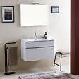KIAMAMI VALENTINA - Meuble De Salle De Bains Suspendu De 80 Cm Blanc Effect Bois | Sole - vignette