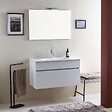 KIAMAMI VALENTINA - Armoire De Salle De Bains Suspendue 90Cm Lavabo Blanc Et Miroir | Sole - vignette