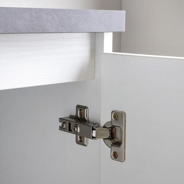 KIAMAMI VALENTINA - Meuble De Salle De Bains Suspendu 120Cm Blanc Bois Avec Plateau Anthracite Et Miroir | Bilbao - large