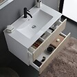 KIAMAMI VALENTINA - Meuble De Salle De Bains Cannelé 80Cm Blanc Et Chêne Avec Miroir 80X60 | Bilbao - vignette