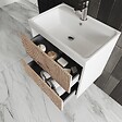 KIAMAMI VALENTINA - Meuble Suspendu Avec Lavabo 60Cm Chêne Doré Cannelé | Cortina - vignette