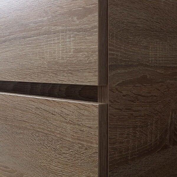KIAMAMI VALENTINA - Meuble De Salle De Bain Suspendu 90 Cm Tiroir Aspect Bois Et Lavabo Noir | Sole - large