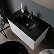 KIAMAMI VALENTINA - Meuble De Salle De Bain Suspendu 80Cm Blanc Avec Lavabo Noir Mat | Berlin - vignette