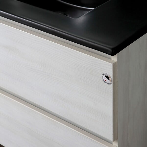 KIAMAMI VALENTINA - Meuble De Salle De Bain Suspendu 80Cm Blanc Avec Lavabo Noir Mat | Berlin - large