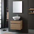 KIAMAMI VALENTINA - Meuble De Salle De Bains Chêne Avec Plateau En Bois Anthracite Pour Lavabo À Poser | Sole - vignette