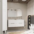 KIAMAMI VALENTINA - Meuble De Salle De Bain Blanc Et Gris 120Cm, 4 Tiroirs, Double Lavabo | Magnolia - vignette