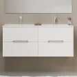 KIAMAMI VALENTINA - Meuble De Salle De Bain Blanc Et Gris 120Cm, 4 Tiroirs, Double Lavabo | Magnolia - vignette